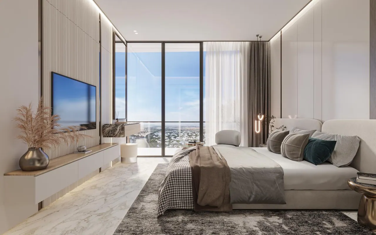 Samana Barari Heights bedroom interior render from SAMANA Developers