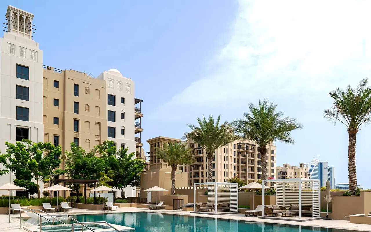 Umm Suqeim Third, official community photograph from Dubai Holding Community Management. Area view: Um Suqaim Third, where Jumeirah Hills Development's largest project, Lamaa, sits. Not a photograph of the developer's work.