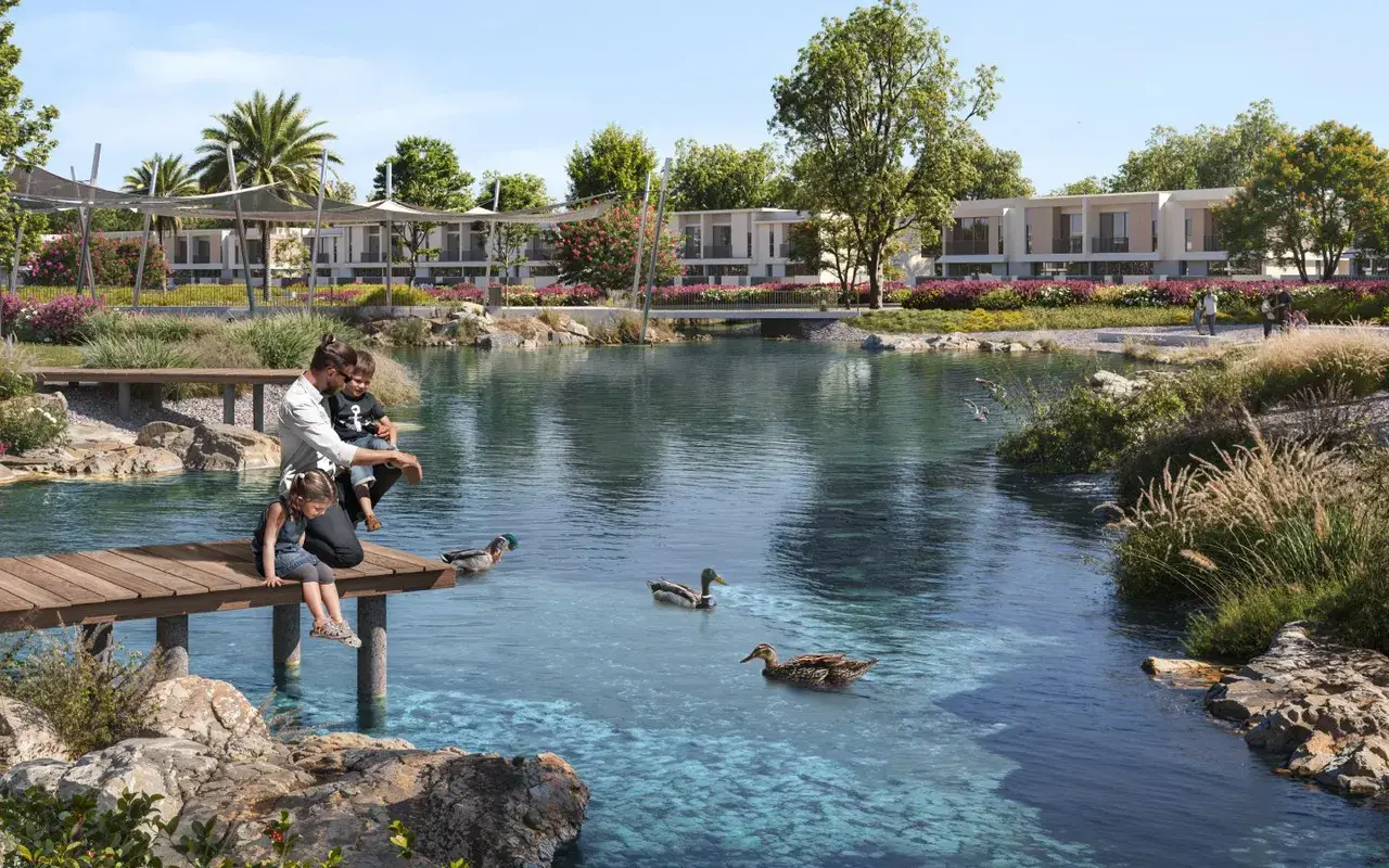 The Valley, landscaped waterside park and completed homes